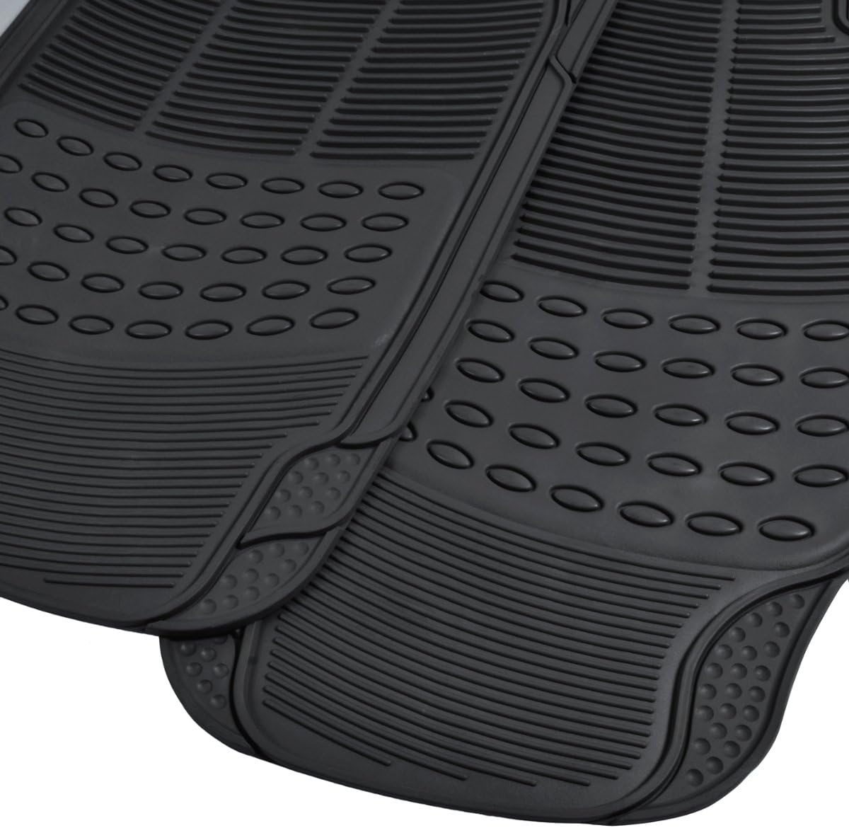 BDK Original ProLiner 2 Piece Front Heavy Duty Front &amp; Rear Rubber Floor Mats for Car SUV Van &amp; Truck, Black - All Weather Floor Protection Fits Most Vehicles