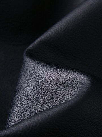 mens washed pu leather zip up pocket detachable hooded elastic hem thick jackets