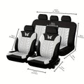 Car Seat Cover Full Set, Red Universal Butterfly Pattern Embroidery Auto Seat Cover Set