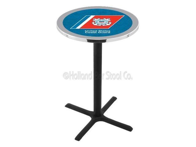 L211B42CstGrd 42 In. Black Wrinkle U.S. Coast Guard Pub Table