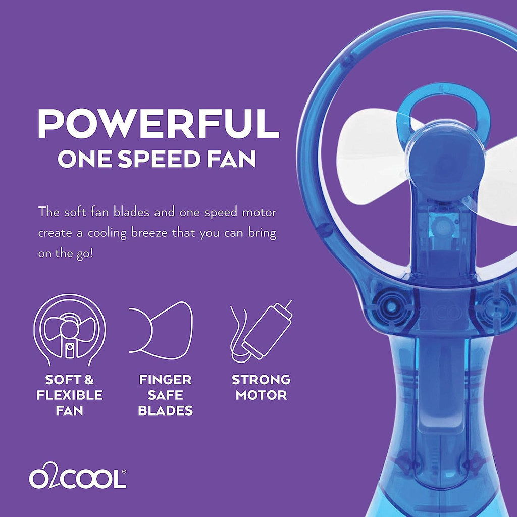 O2COOL Deluxe Handheld Battery Powered Water Misting Fan (Dark Blue)