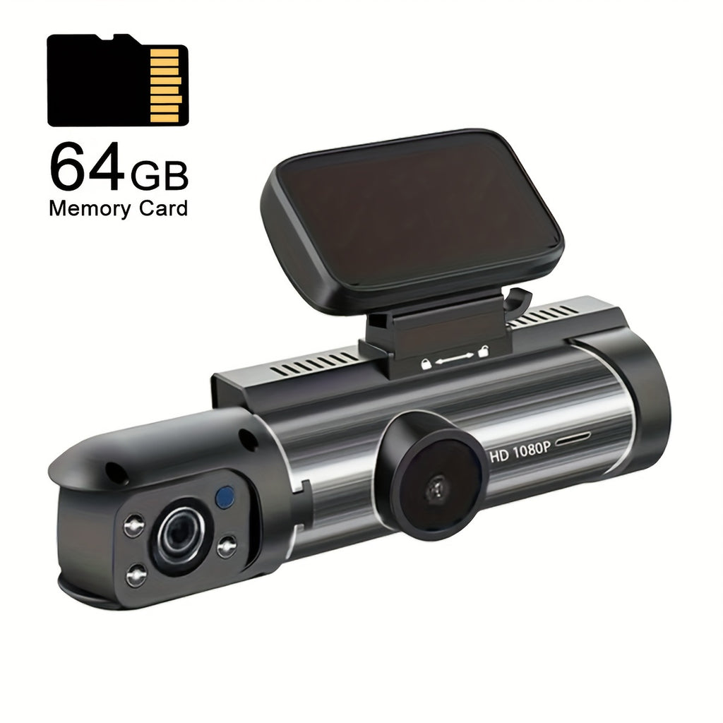 64GB Card,Dash Cam For Cars,1080P Dual Camera, Front Inside,3.16 Inch IPS Screen,G Sensor High Definition Night Vision Loop Record,Wide Angle