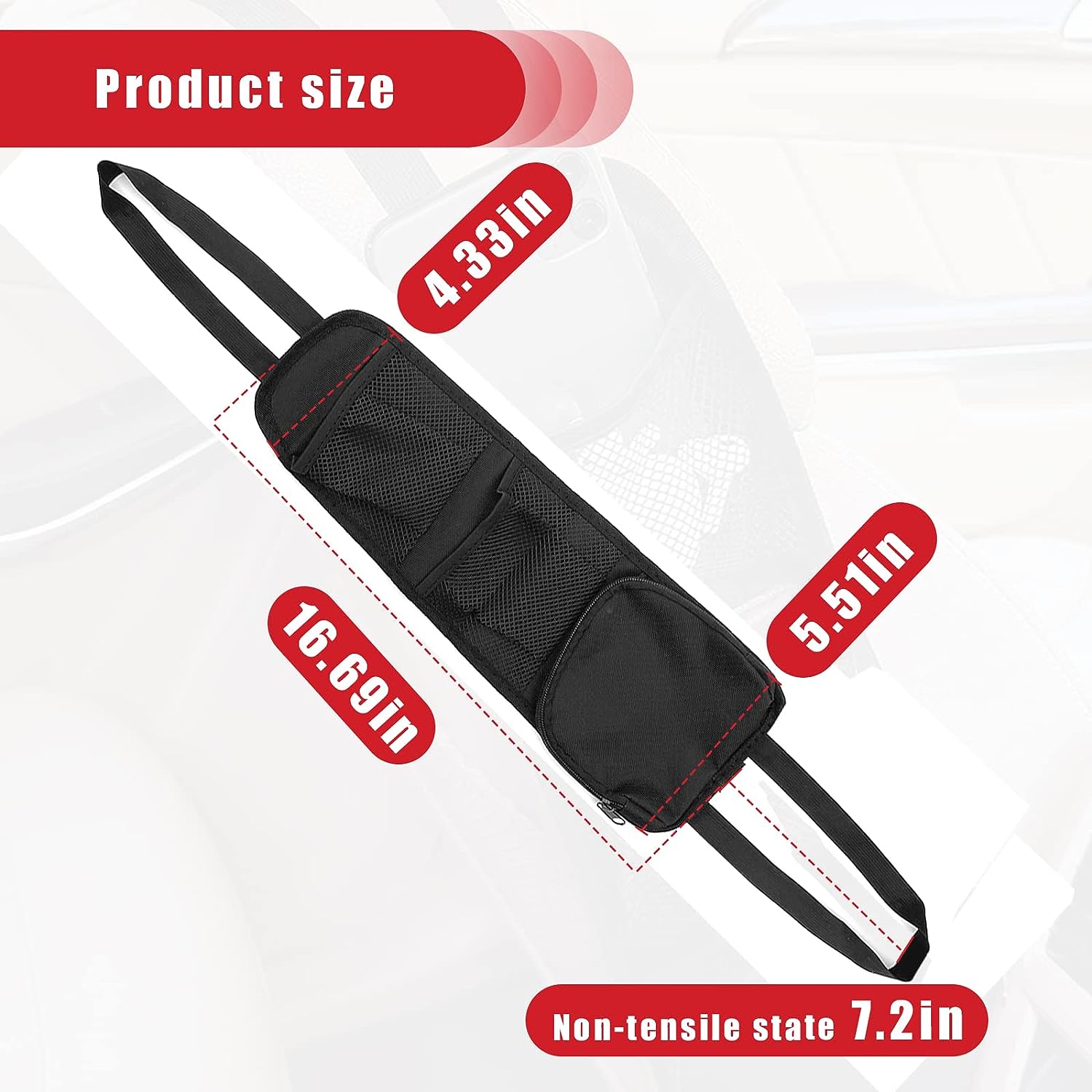 QUICTO Car Seat Storage Hanging Bag, Multi-Pocket Seat Side Organizer, Car Multifunctional Storage Mesh Net Pocket, Can Hold Mobile Phone, Wallet, Glasses, Suitable for Cars, SUVs, Trucks