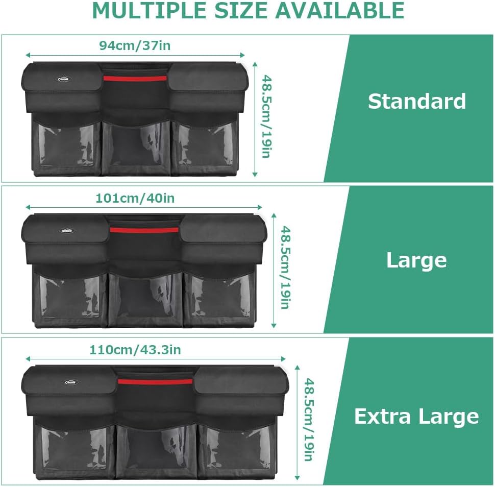 Oasser Back Seat Trunk Organizer Hanging Car Organizer Trunk Foldable Cargo Storage with 6 Large Pockets 3 Adjustable Straps