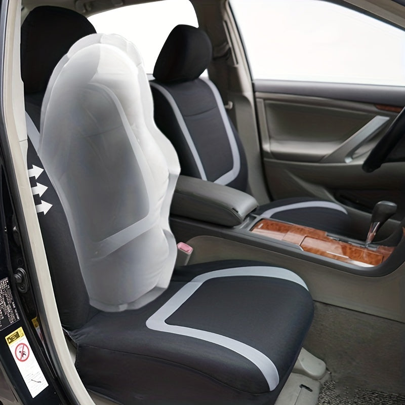 Car Seat Covers Full Set, Polyester Gray Purple Black Blue Red Purple Car Seat Cushion Universal Car Seat Protector Car Decoration Airbag Safe