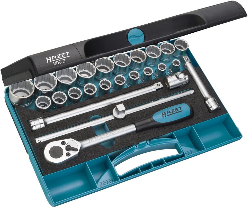 Hazet 900Z 1/2-Inch Socket Set - Black/Blue/Silver (25-Piece)