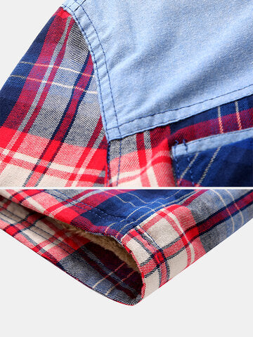 mens plaid 100% cotton plush lined thick snap button shirt hooded overcoats