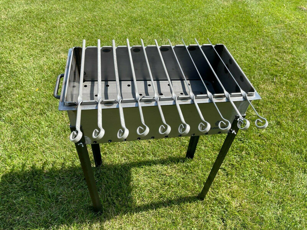 Heavy-duty Steel BBQ Grill / MANGAL 11 Ga (3mm) + 10 skewers