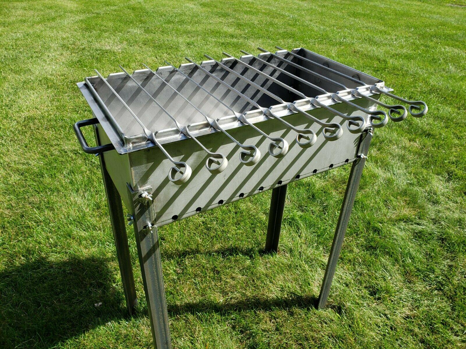 Heavy-duty Steel BBQ Grill / MANGAL 11 Ga (3mm) + 10 skewers