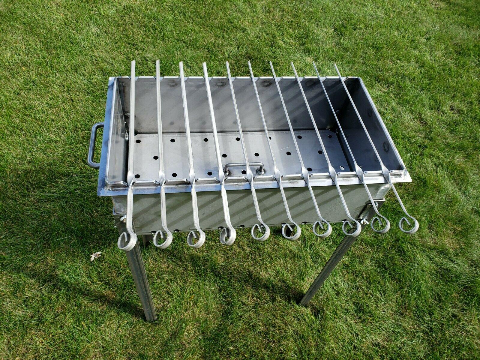 Heavy-duty Steel BBQ Grill / MANGAL 11 Ga (3mm) + 10 skewers
