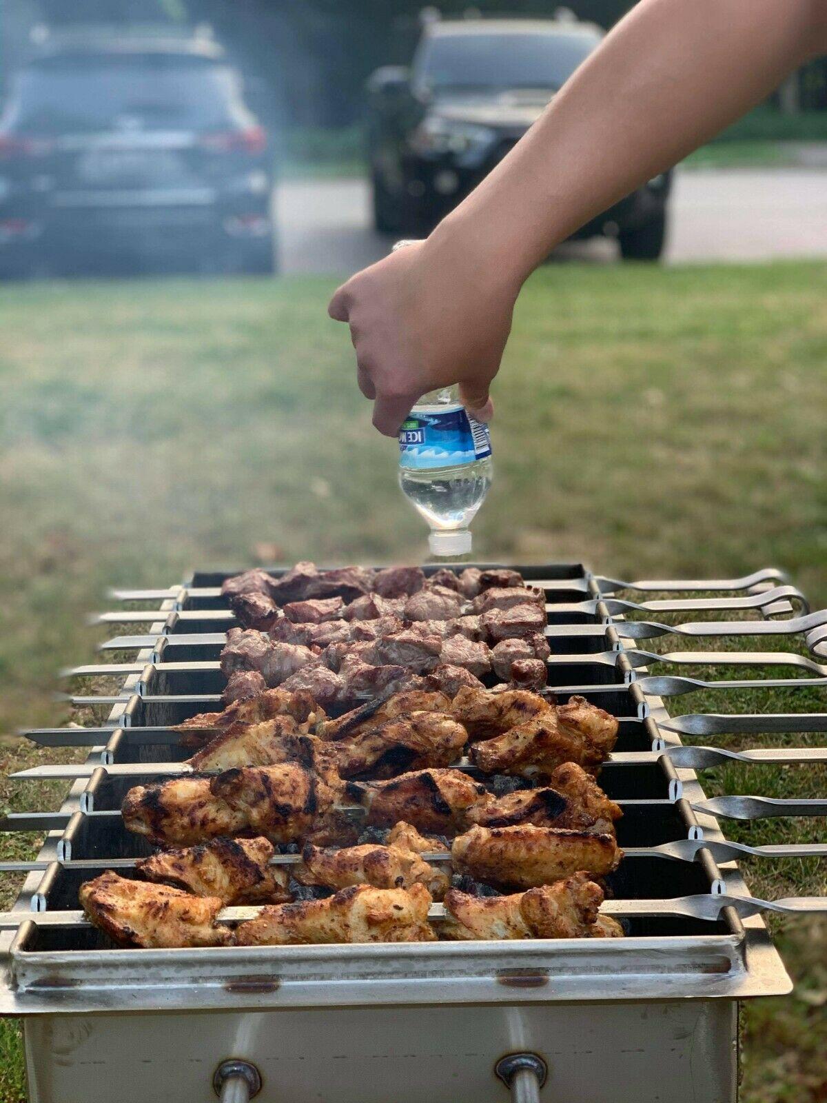 Heavy-duty Steel BBQ Grill / MANGAL 11 Ga (3mm) + 10 skewers