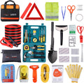 Vetoos Car Roadside Emergency Kit with Jumper Cables, Auto Vehicle Safety Road Side Assistance Kits, Winter Car Kit Essentials for Women and Men, with Car Repair Tool Set, Folding Survival Shovel