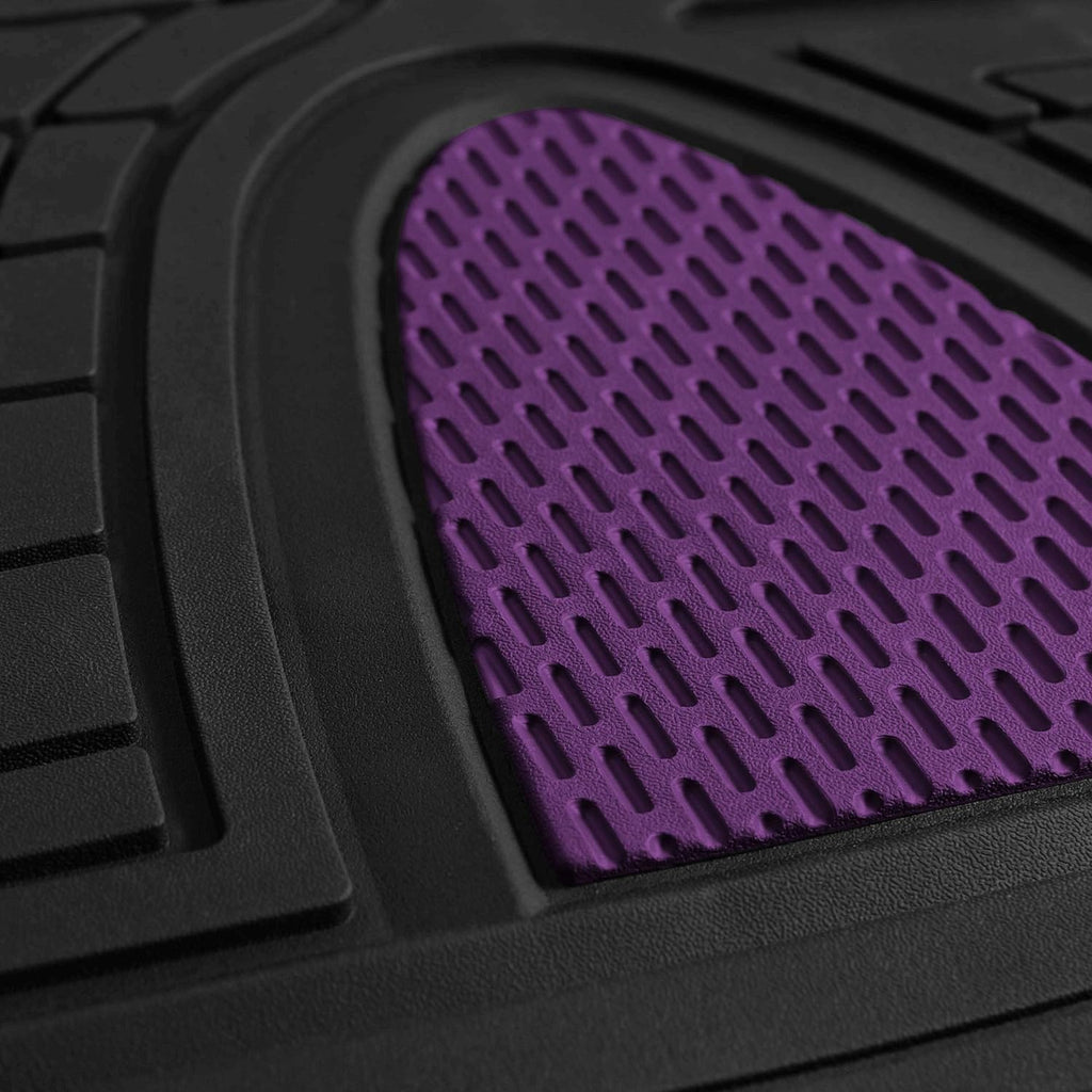 FH Group Automotive Floor Mats - Heavy-Duty Rubber Floor Mats for Cars, Universal Fit Full Set, Climaproof Floor Mats, Trimmable Floor Mats for Most Sedan, SUV, Truck Floor Mats Purple