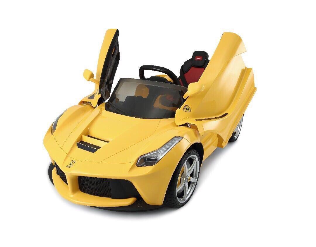 La Ferrari Ride on Remote Control electric power car for kids 12 Volt LED lights MP3 Engine sounds sport  - Yellow
