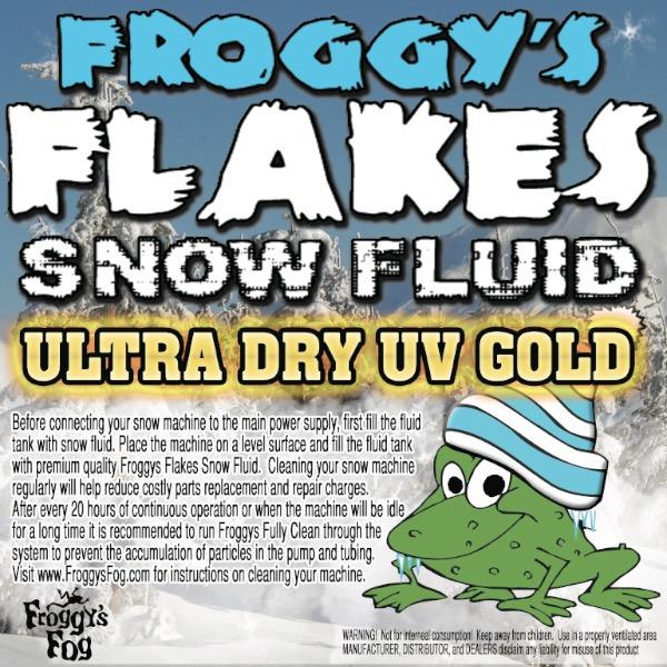 55 Gallon Drum - GOLD UV BLACKLIGHT REACTIVE Snow Juice Machine Fluid - Froggys Flakes - Evaporative Formula