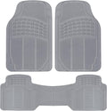 BDK Original ProLiner 3 Piece Heavy Duty Front &amp; Rear Rubber Floor Mats for Car SUV Van &amp; Truck, Gray - All Weather Floor Protection with Universal Fit