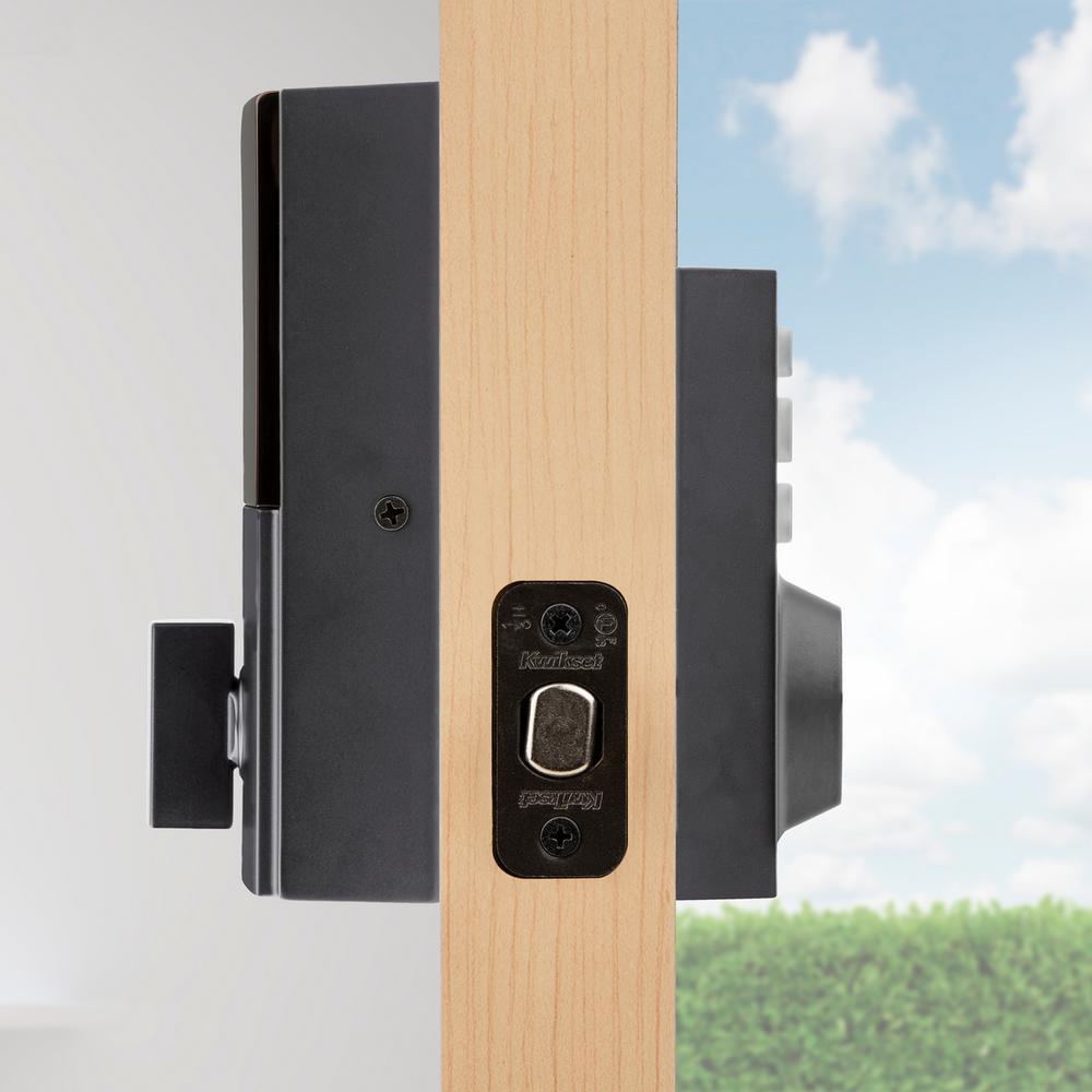 SmartCode 913 Contemporary Matte Black Single Cylinder Electronic Deadbolt Featuring SmartKey Security
