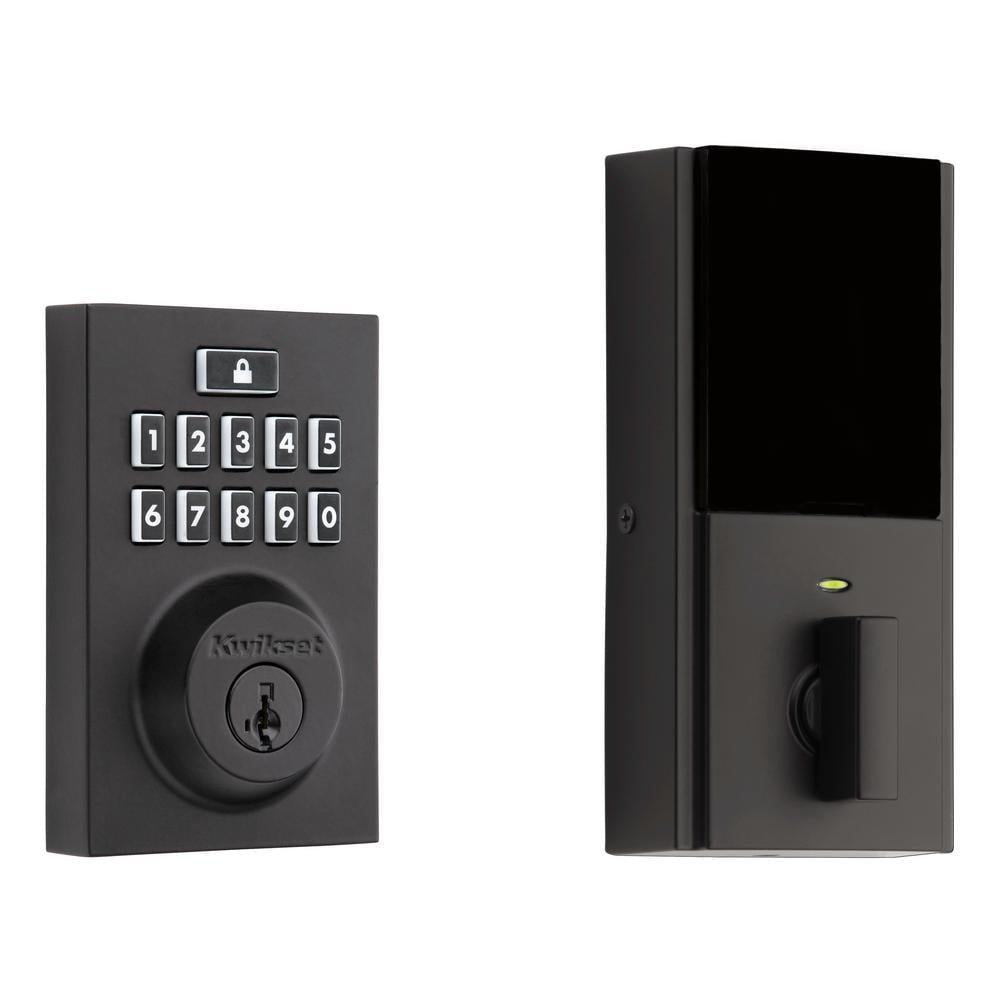 SmartCode 913 Contemporary Matte Black Single Cylinder Electronic Deadbolt Featuring SmartKey Security