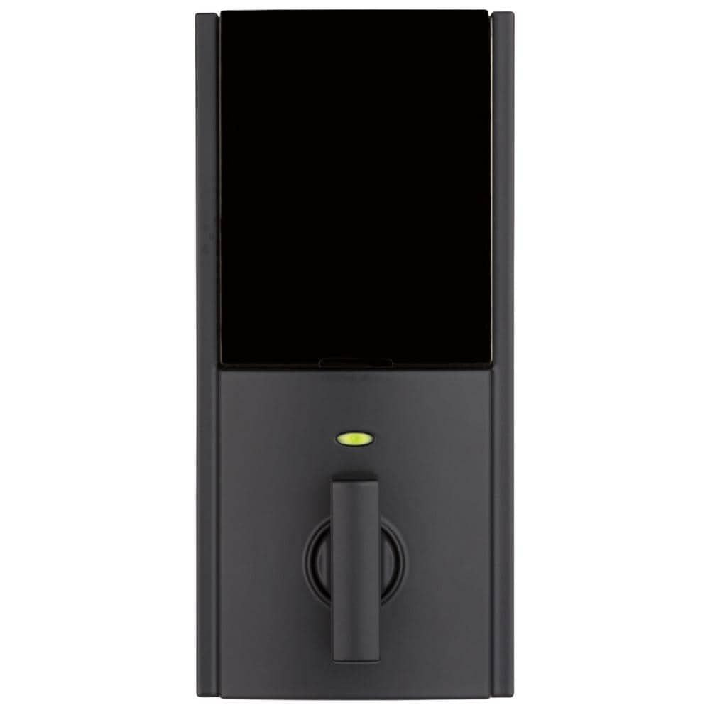 SmartCode 913 Contemporary Matte Black Single Cylinder Electronic Deadbolt Featuring SmartKey Security