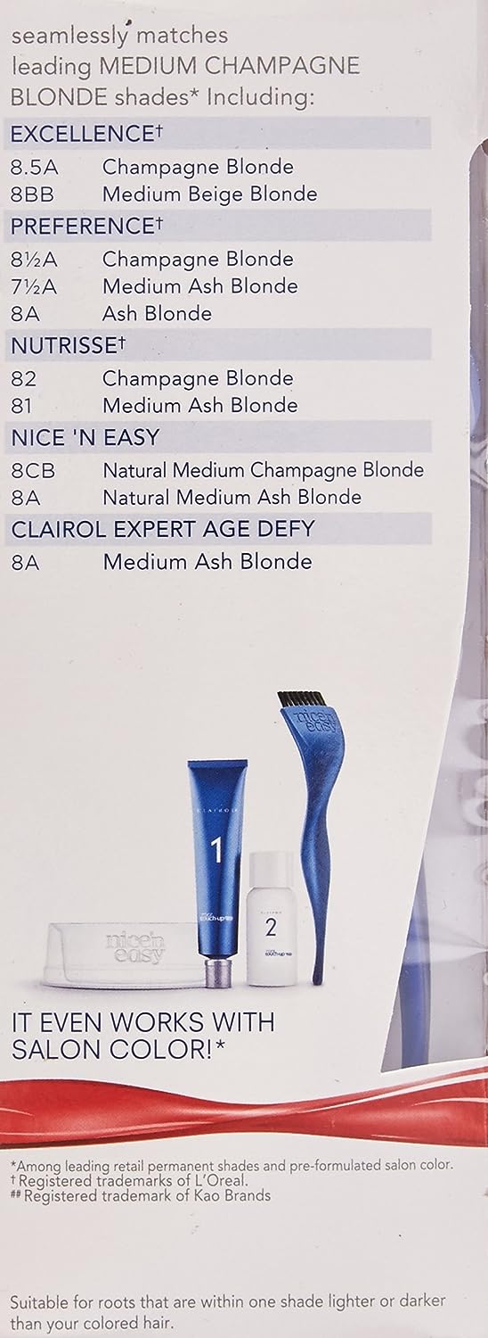 Clairol Root Touch-Up by Nice'n Easy Permanent Hair Dye, 8.5A Medium Champagne Blonde Hair Color, Pack of 1