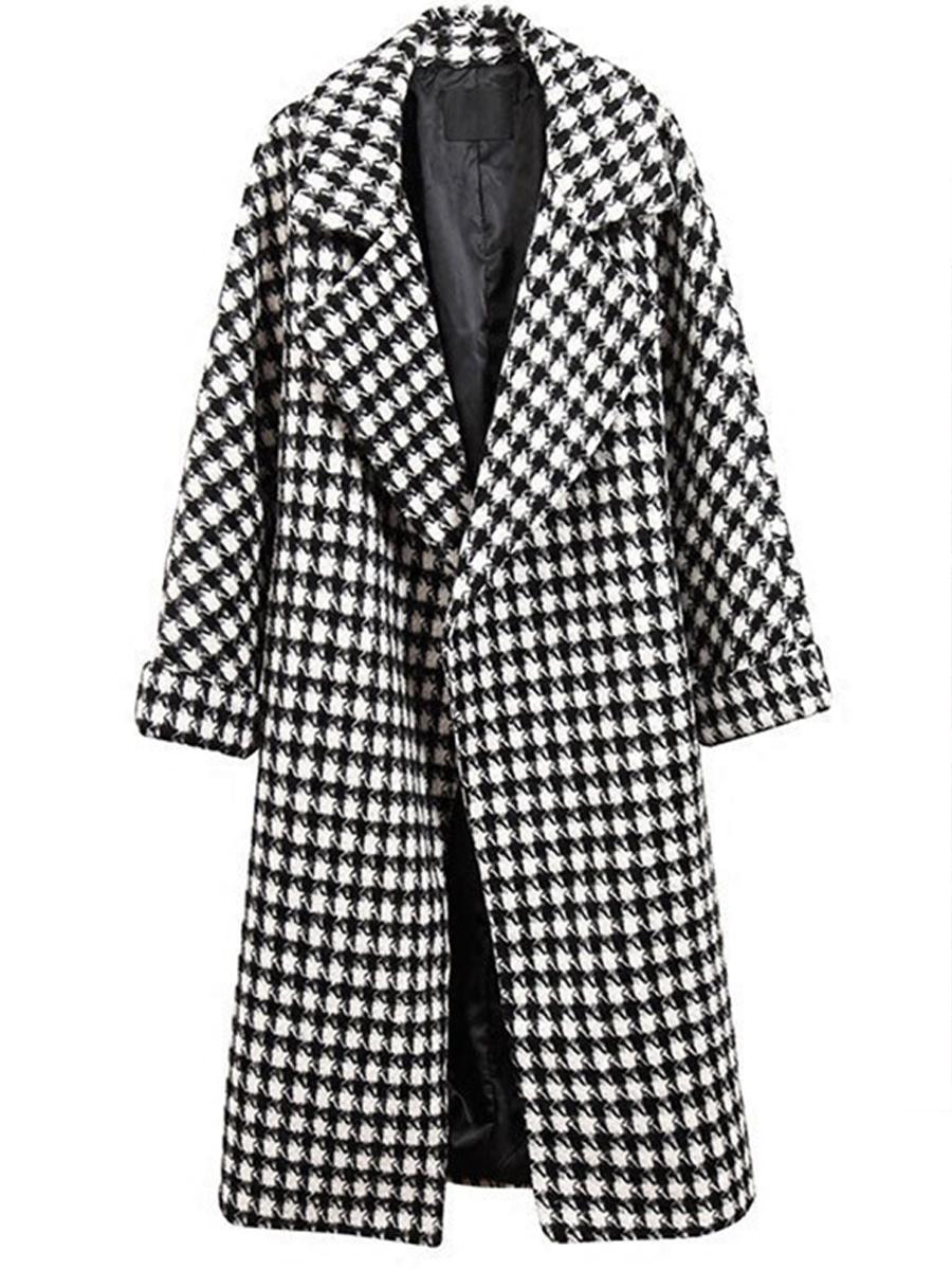 Houndstooth Woolen Coat