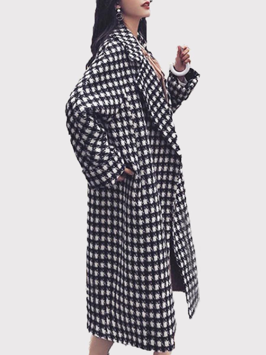 Houndstooth Woolen Coat