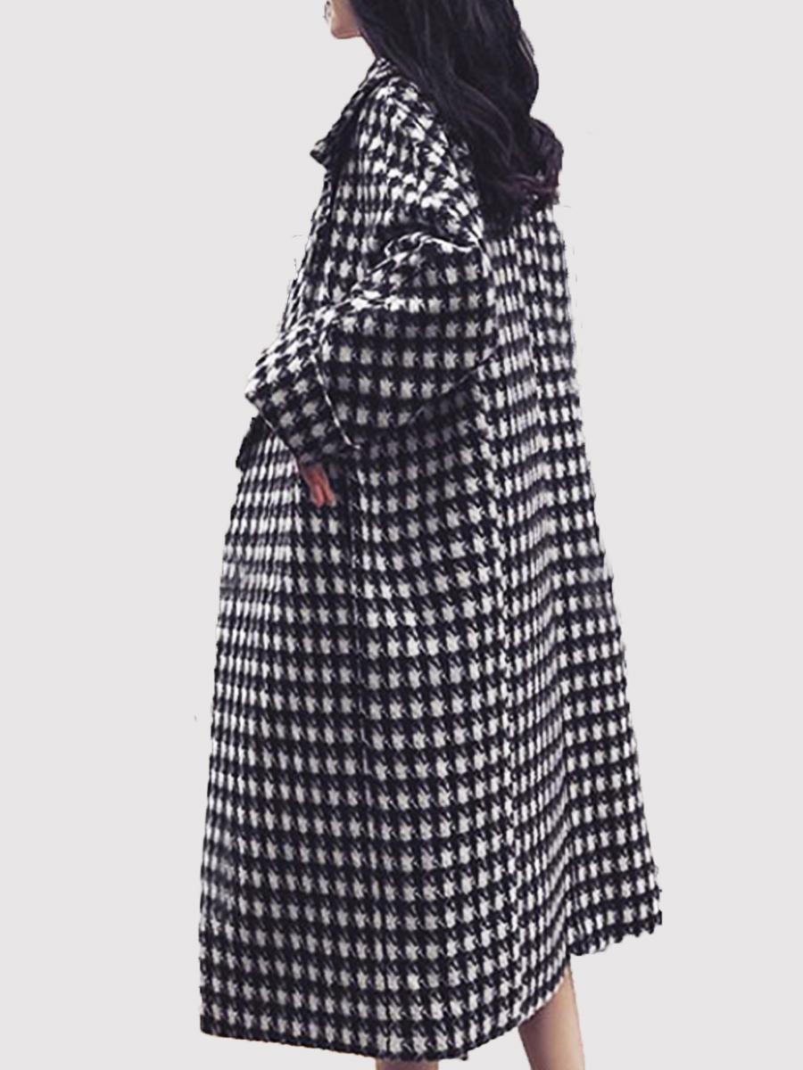 Houndstooth Woolen Coat