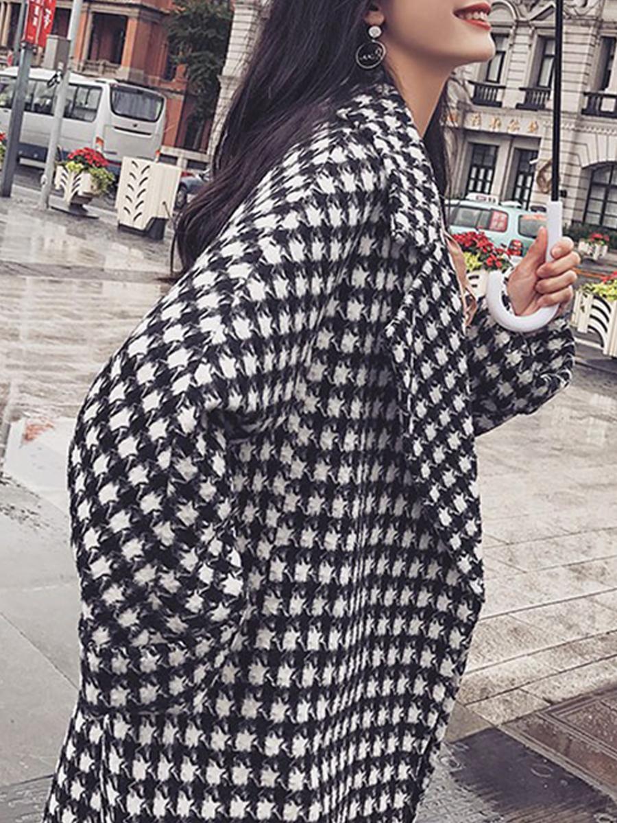 Houndstooth Woolen Coat