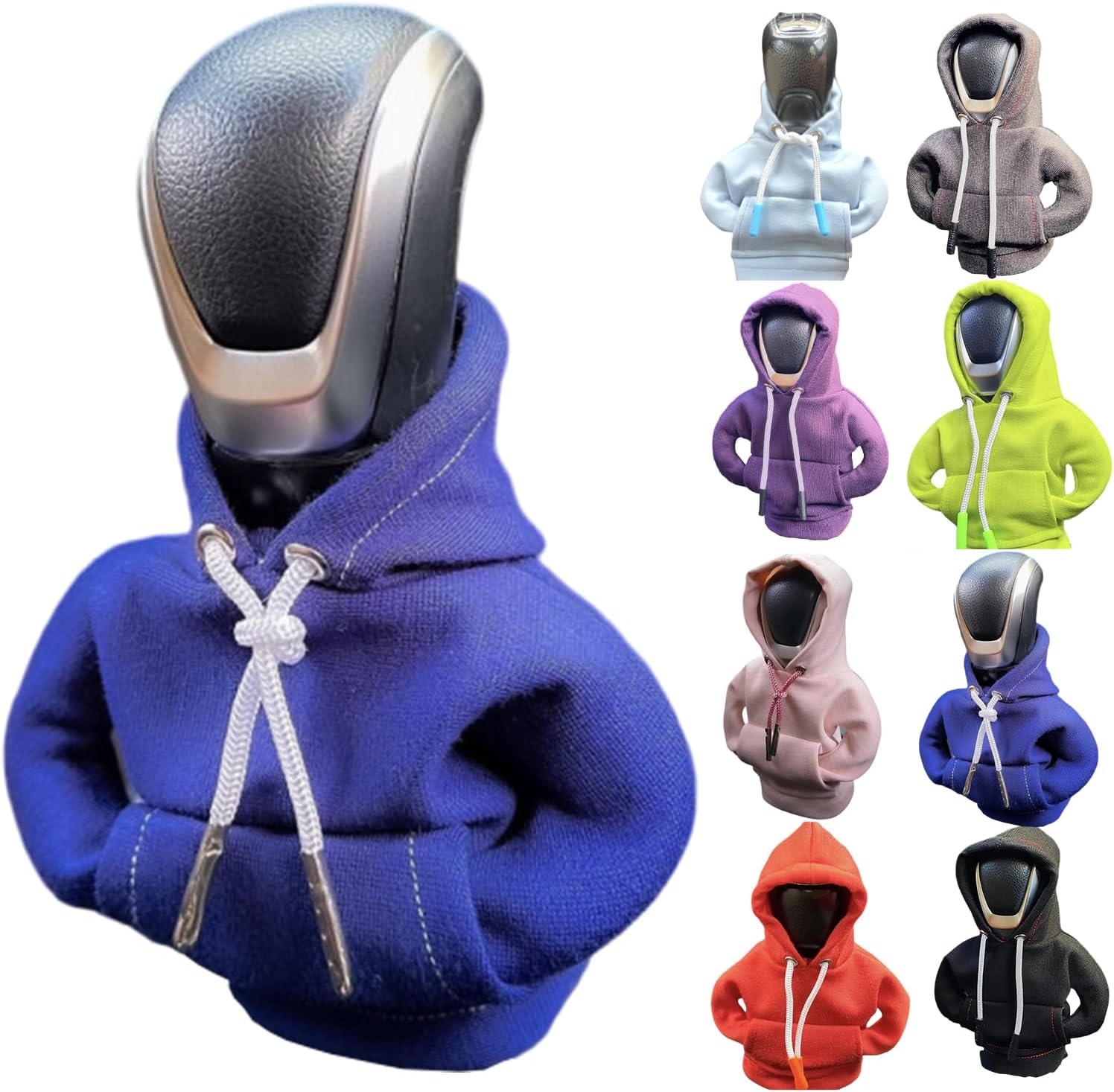 Car Shift Knob Hoodie, Funny Gear Shift Knob Shirt Sweater, Winter Warm Shift Knob Cover Sweater Shirt, Automotive Interior Novelty Accessories Decorations, Universal Fit Knob Cover Gift (Blue)