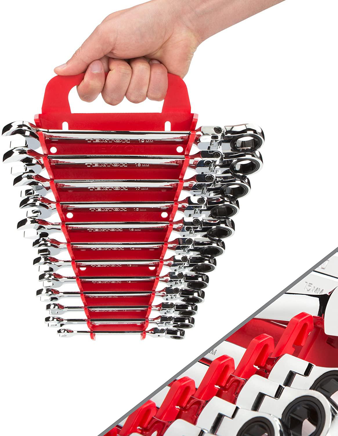TEKTON Flex Ratcheting Combination Wrench Set, 12-Piece (8-19 mm) - Holder | WRN57170