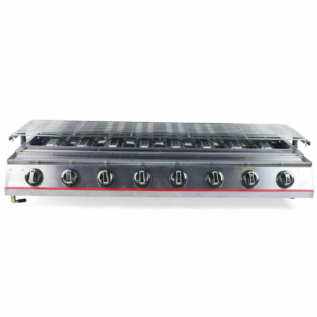 Commercial Gas LPG Grill 2800PA Outdoor BBQ Tabletop Cooker 8-Burner Smokeless