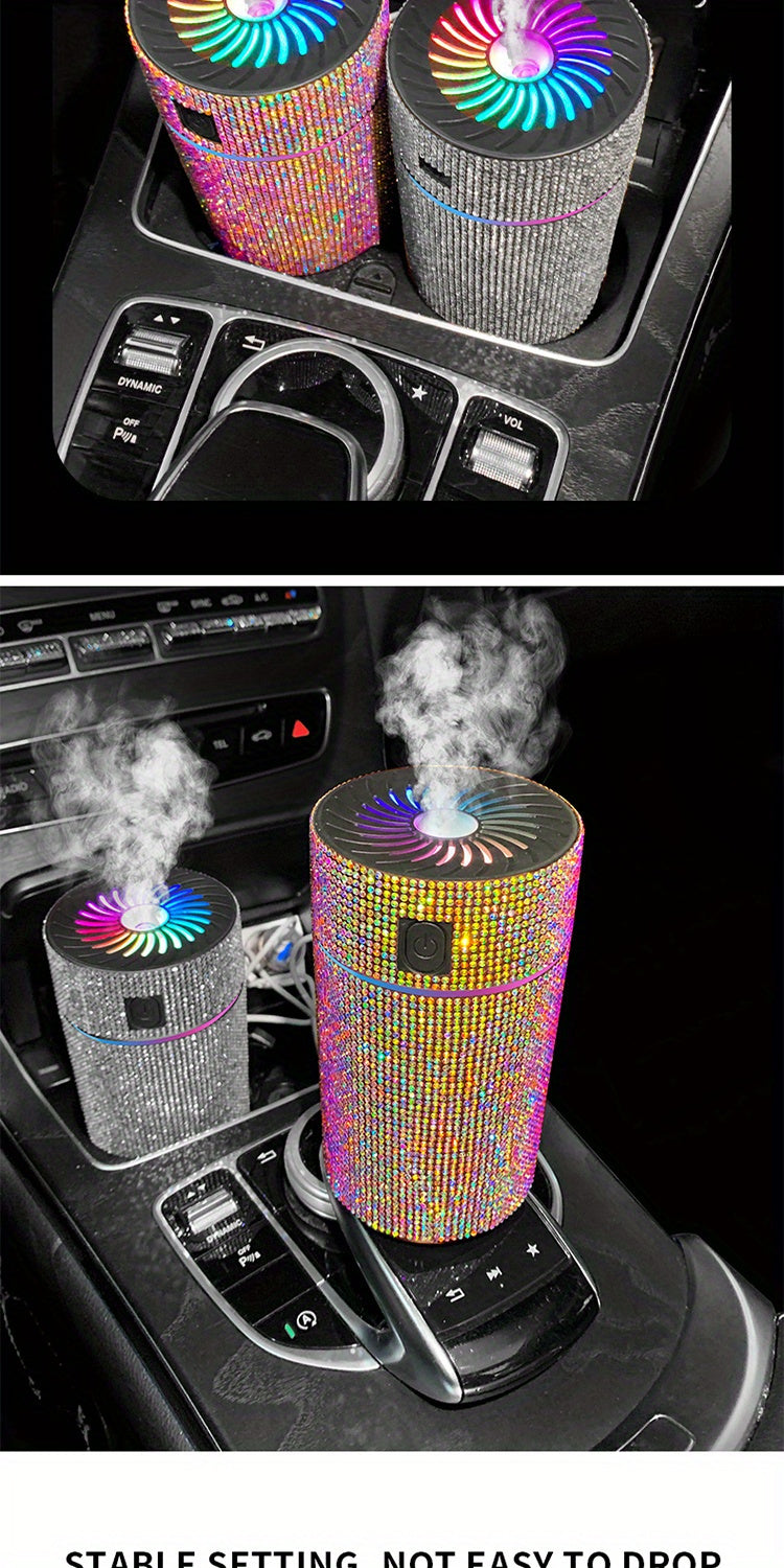 Luxury Rhinestone Car Diffuser Humidifier With LED Light Auto Air Purifier Aromatherapy Diffuser Air Freshener Car Accessories