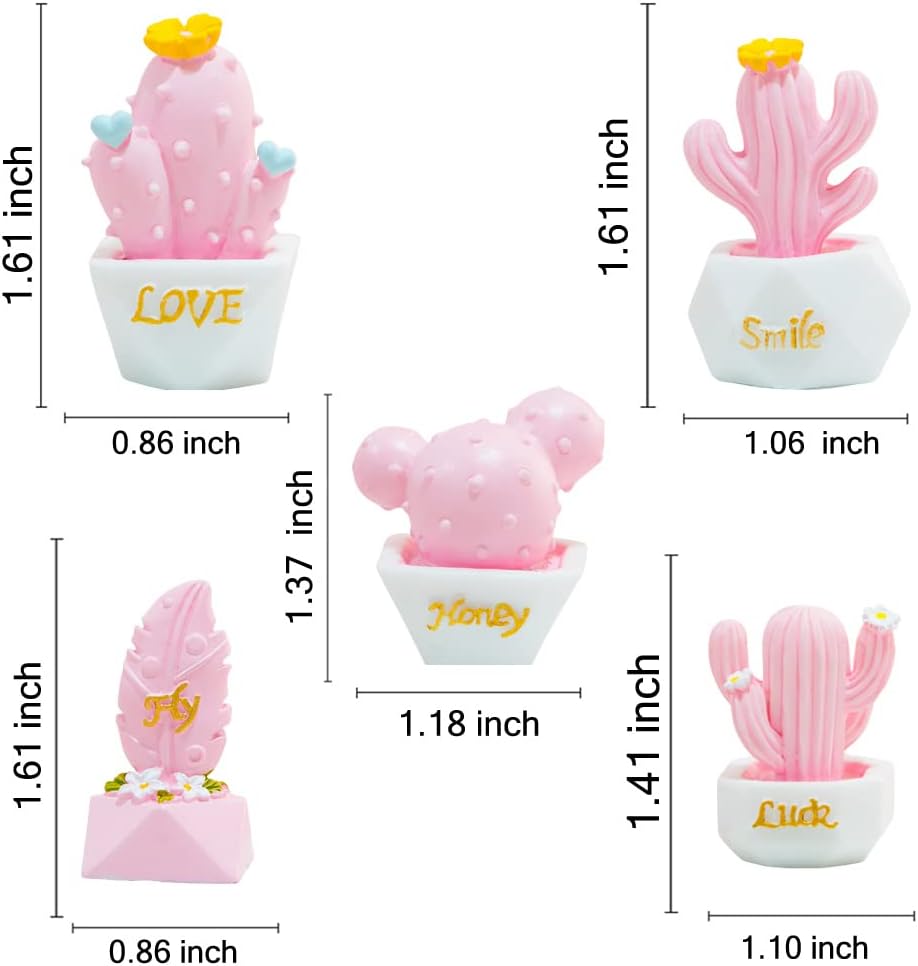 ZOSTLAND 5pcs Cute Car Air Vent Clip Decoration,Car Air Fresheners, Funny Car Vent Clip，Personalized Automotive Interior Decoration Accessories,Car Decor Gift for Women,Girl,Men (5pcs Cactus Pink)