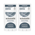 Schmidt's Aluminum Free Natural Deodorant for Women and Men, Charcoal &amp; Magnesium with 24 Hour Odor Protection, Certified Natural, Vegan, Fresh, 2.65 Oz, Pack of 2