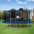 16FT Trampoline, 2021 Upgraded Outdoor Round Trampoline with Safety Enclosure, Basketball Hoop and Ladder, Outdoor Trampoline for Family School Entertainment, Heavy Duty Frame and Coiled Spring, B234