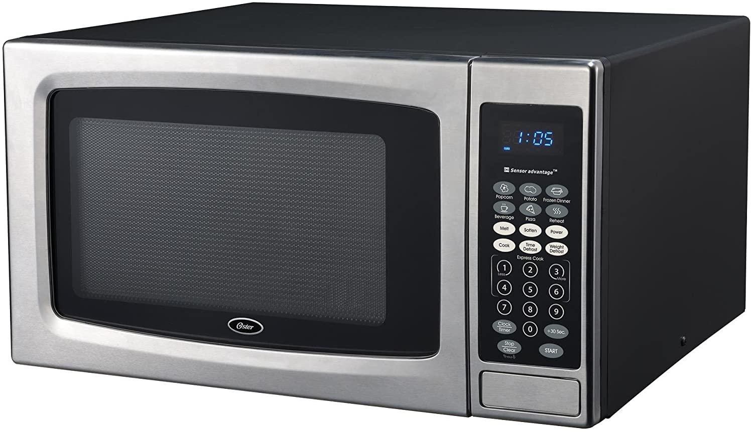 Oster Microwave Oven, 1.3 cu. ft,  Steel/Black