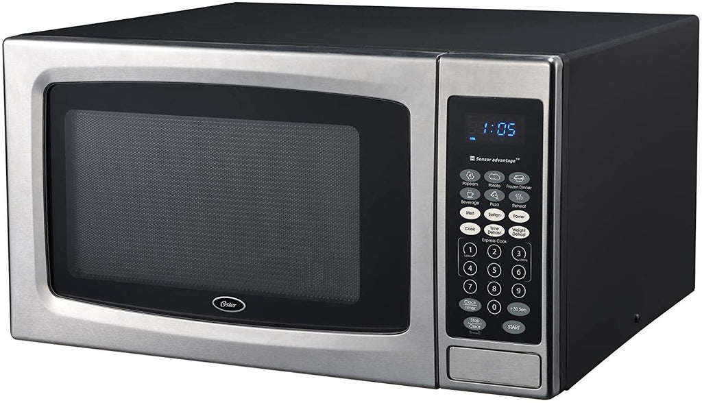 Oster Microwave Oven, 1.3 cu. ft,  Steel/Black