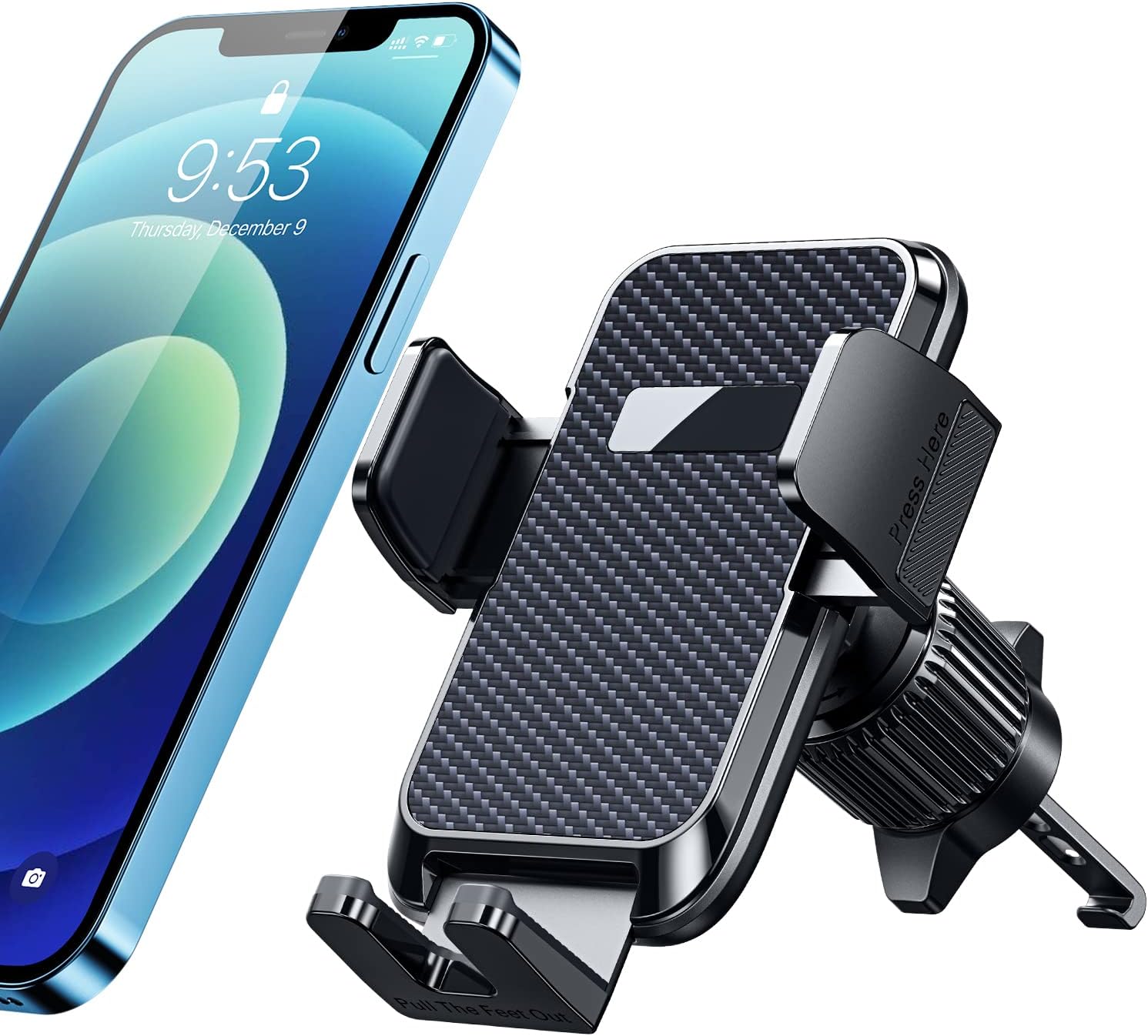 Qifutan Car Phone Holder Mount [Upgraded Metal Hook Clip] Air Vent Cell Phone Holder Car Phone Mount Cradle with Adjustable Vent Clip [Firmly Grip &amp; Never Slip] Fit for All iPhone Android Smartphones