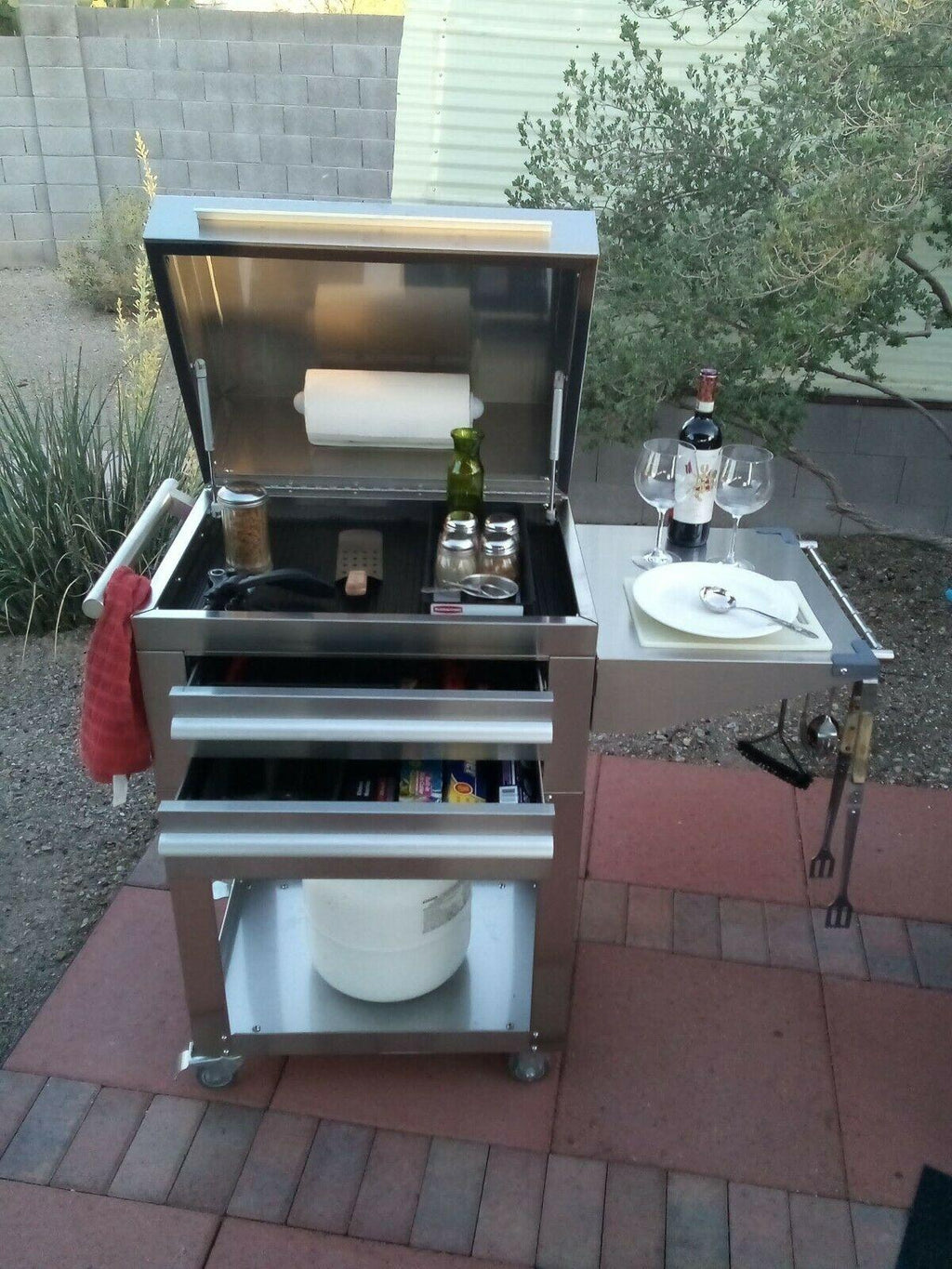 steel outdoor kitchen cabinet