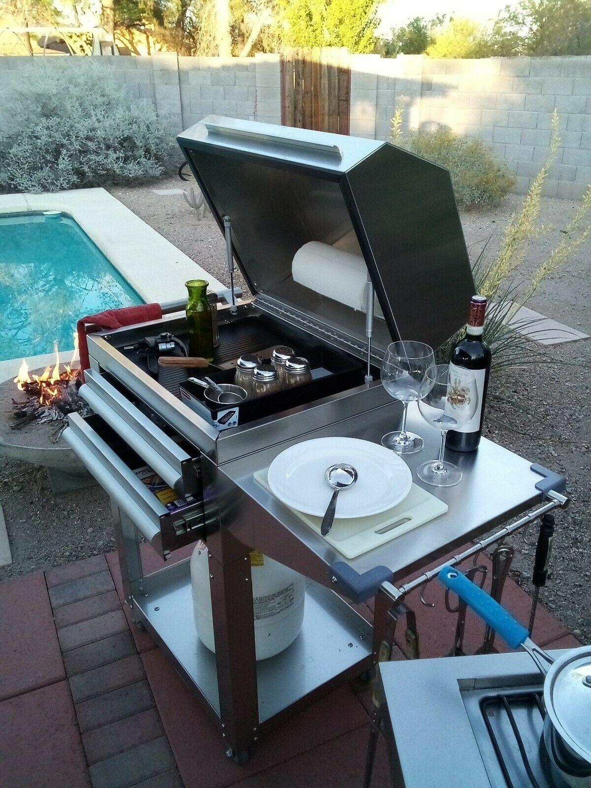 steel outdoor kitchen cabinet