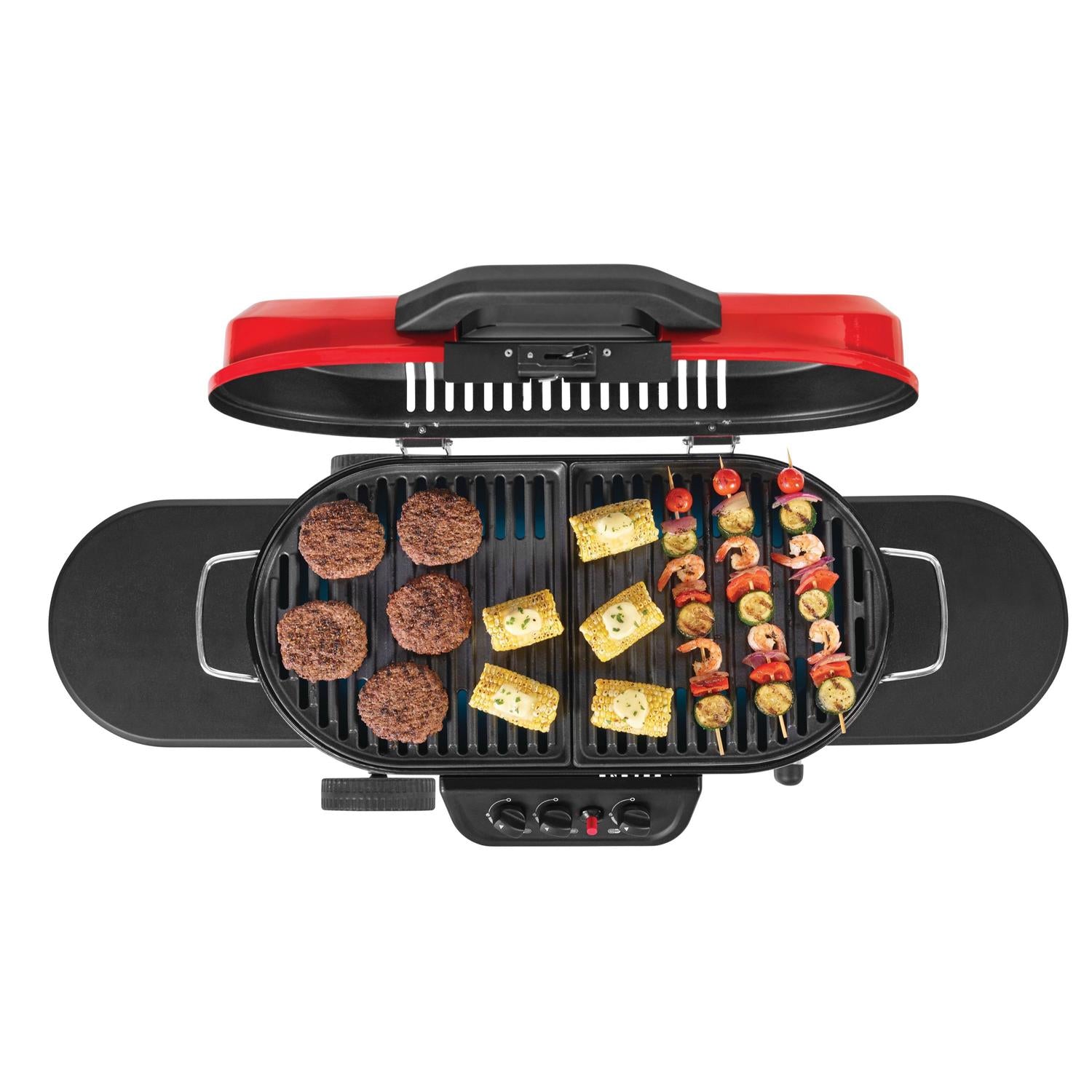 grill gas propane burner portable steel bbq 285 standup, red