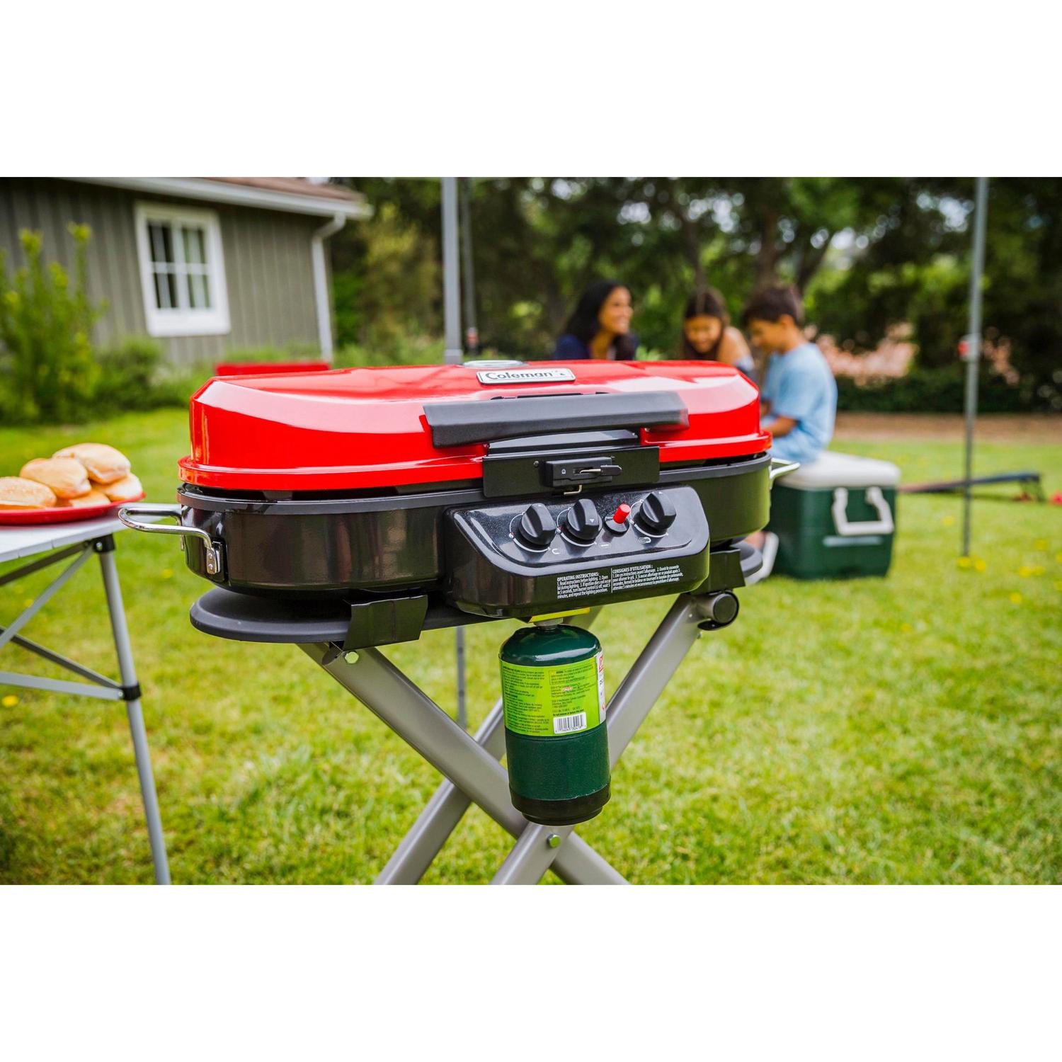 grill gas propane burner portable steel bbq 285 standup, red