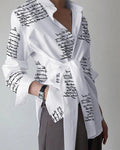 Letter Print Tied Detail Long Sleeve Top