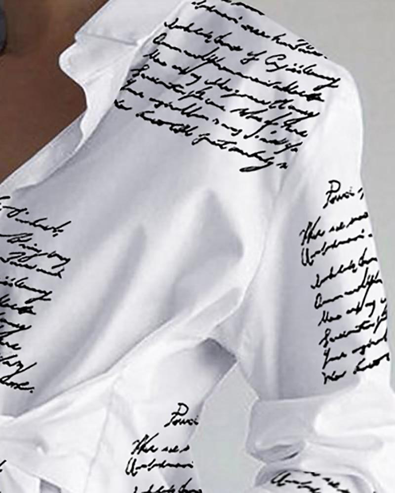 Letter Print Tied Detail Long Sleeve Top