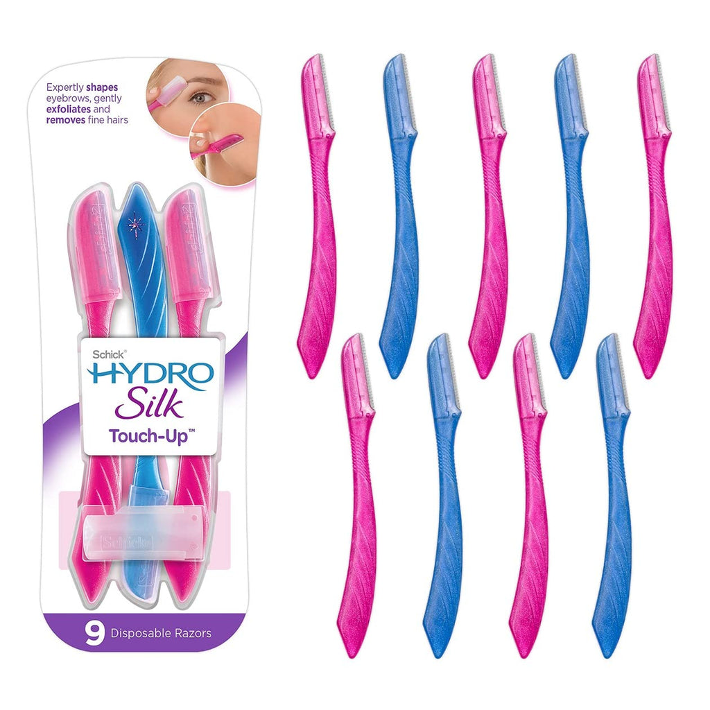 Schick Hydro Silk Touch-Up Exfoliating Dermaplaning Tool, Face &amp; Eyebrow Razor with Precision Cover- 9 Count | Dermaplaning Razor For Women