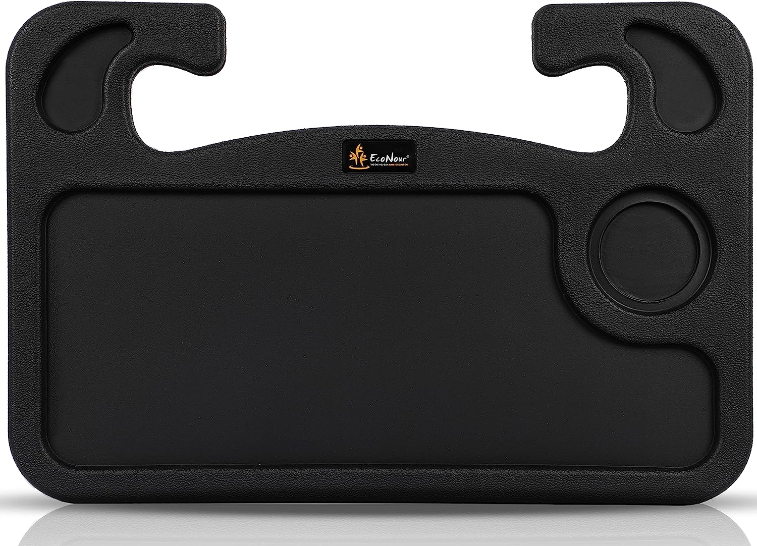 EcoNour 2 in 1 Car Steering Wheel Desk | Steering Wheel Tray for Laptop Car Mount with Pen Holder | Car Food Tray for Eating with Drinks Holder | Multipurpose Travel Car Accessories