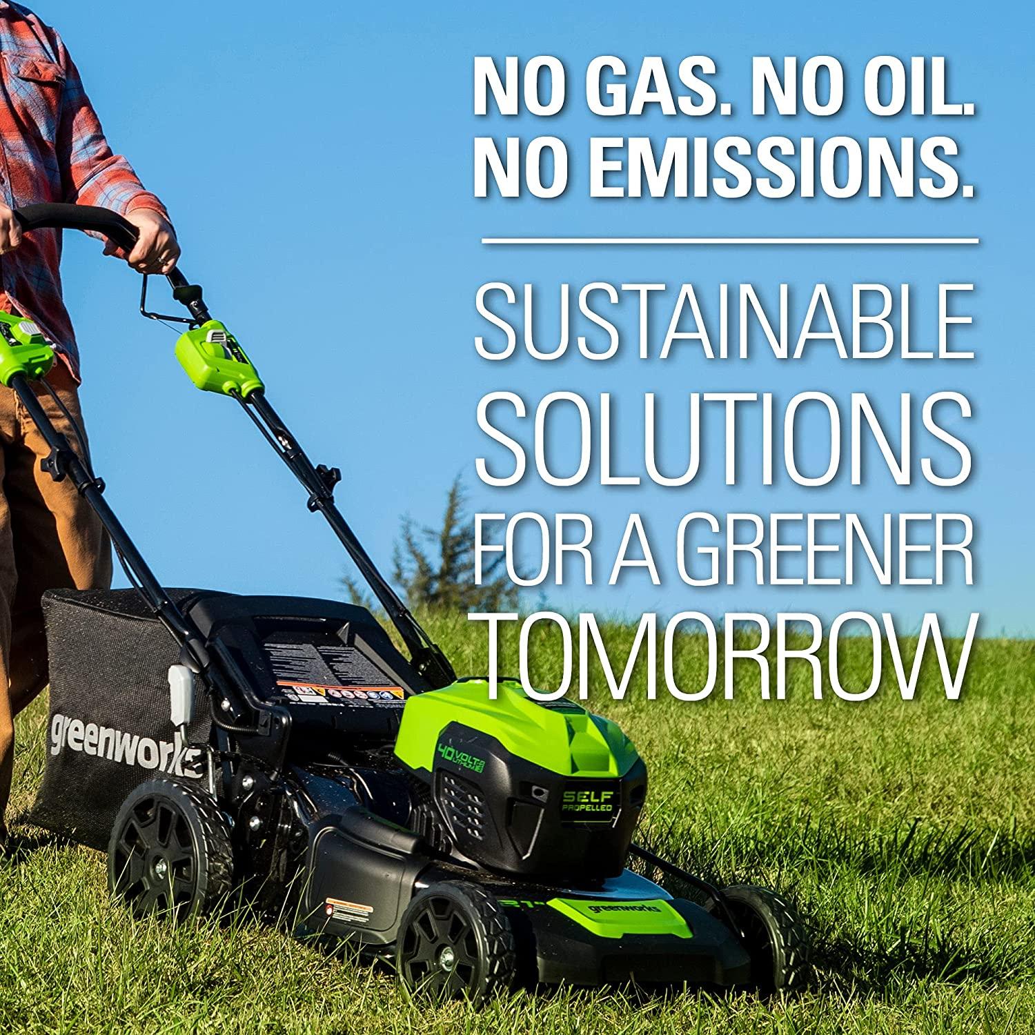 Greenworks 40V Brushless Self-Propelled Lawn Mower, 21-Inch Electric Lawn Mower, 5.0Ah Battery and Charger Included