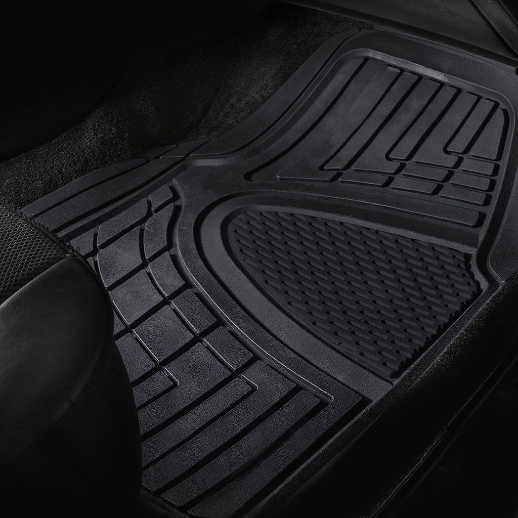 FH Group Automotive Floor Mats - Heavy-Duty Rubber Floor Mats for Cars, Universal Fit Full Set, Climaproof &amp; Trimmable Floor Mats for Most Sedan, SUV, Truck, Black