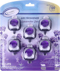Air Jungles Lavender Zen Scent Car Air Freshener Clip, 6 Freshener Vent Clips, 4ml Each, Long Lasting, Up to 180 Days Car Refresher Odor Eliminator