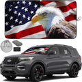 Autoamerics 1-Piece Windshield Sun Shade American Eagle Flag - 2 USA Patriotic  - Foldable Car Front Window Sunshade for Sedans SUV Truck - Blocks Max UV Rays and Keeps Your Vehicle Cool Medium
